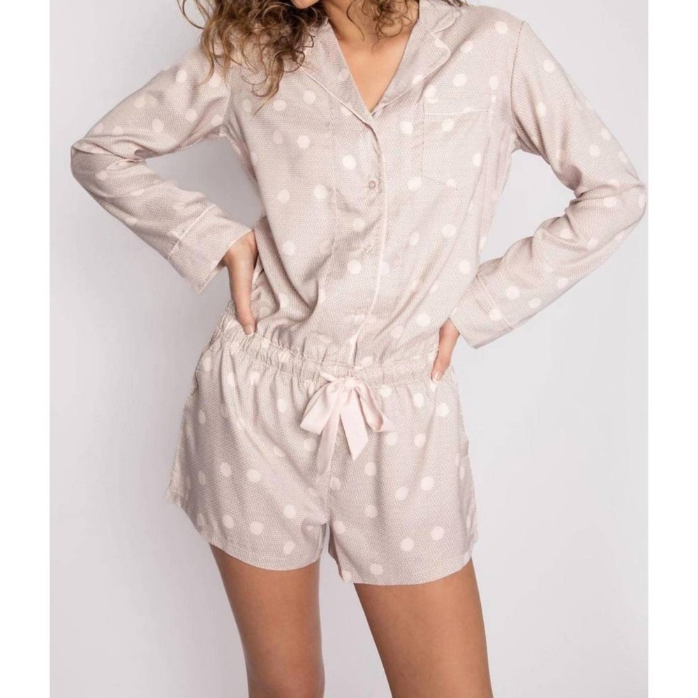 PJ SALVAGE Digity Dots Romper in Cement Women’s size XL Loungewear Pajamas